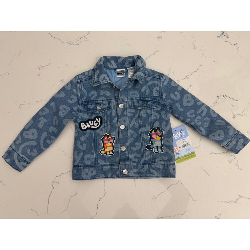 Bluey Kids Denim Jacket Button Front Size 2T New With Tag